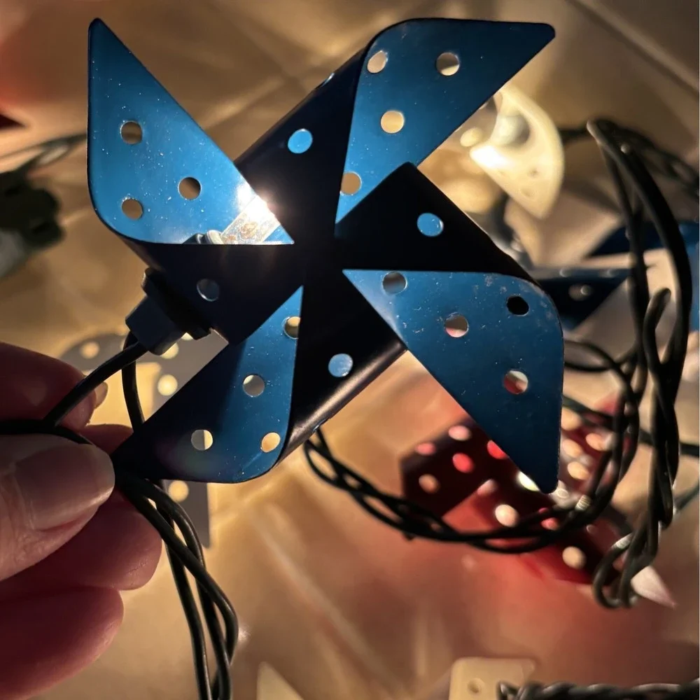 July 4th Light String Pinwheels LOT of 2 Red White Blue 84